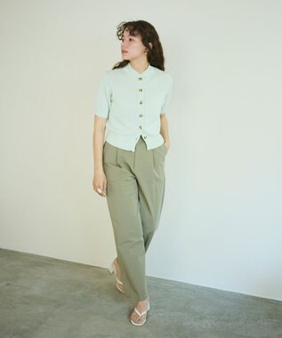 #Newans 〈花乃まりあさんコラボ〉コットンコードカーディガン ライトグリーン