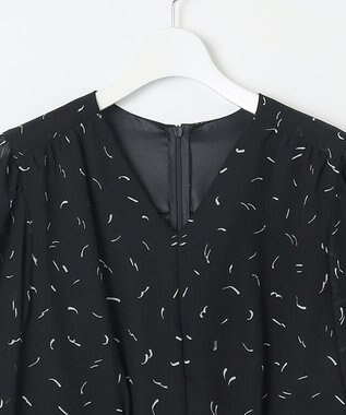 自由区 L 【洗える】ドローイングタッチプリント ワンピース ネイビー系5