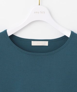 ANY SIS 【洗える】シャツテール ニットＴシャツ ダークグリーン