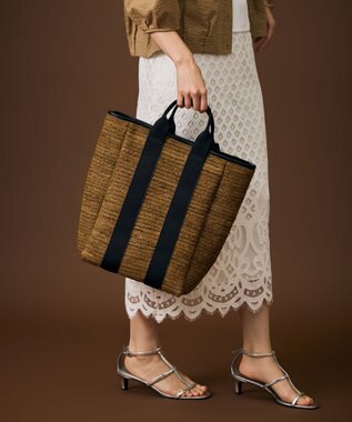 自由区 【2WAY】ハンドルラフィア トートバッグ