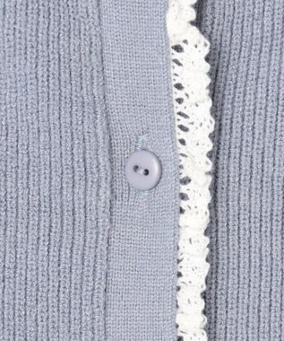 Feroux レーストリム ニット カーディガン スカイブルー系