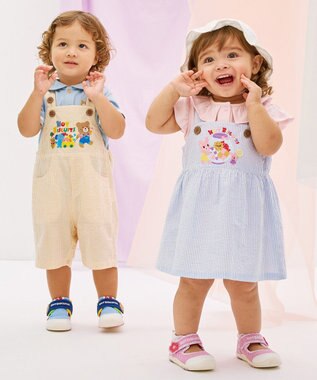 MIKI HOUSE HOT BISCUITS 【70-110cm】 キャビット×お菓子シリーズ サッカー素材ジャンパースカート サックス