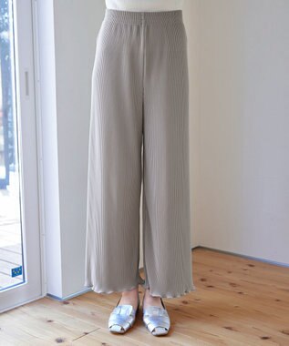 Tiaclasse 【新色追加・洗える】プリーツパンツ グレージュ