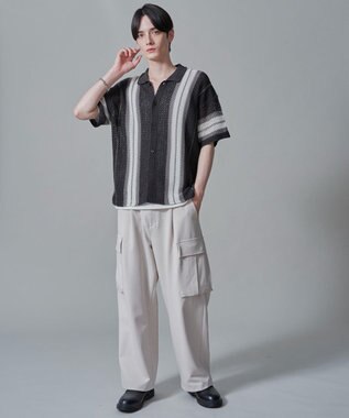 WEGO ラインニットシャツ（SS） ブラック中濃色