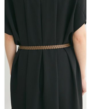 Green Parks ＳＥＴ２点　合皮ベルト＋ミディシャツワンピース Black