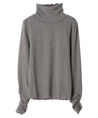 earth music&ecology 起毛レースハイネックインナー Gray Beige
