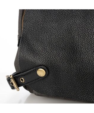 UNBILLION perche / 牛革かぶせキャンバスリュックサック ブラック