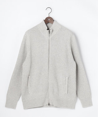 JOSEPH ABBOUD 【キングサイズ・3シーズン活躍する綿ブレンド】コットンアクリルバルキー ジップニット ブルゾン