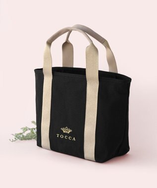 TOCCA 【WEB＆一部店舗限定】LUMINA STRADA CANVAS TOTE キャンバストートバッグ ブラック×ゴールド