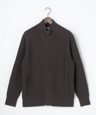 JOSEPH ABBOUD 【キングサイズ・3シーズン活躍する綿ブレンド】コットンアクリルバルキー ジップニット ブルゾン