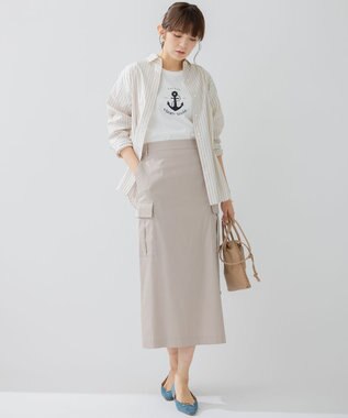 23区 【洗える】テンセルナイロンストレッチ カーゴ スカート ベージュ系