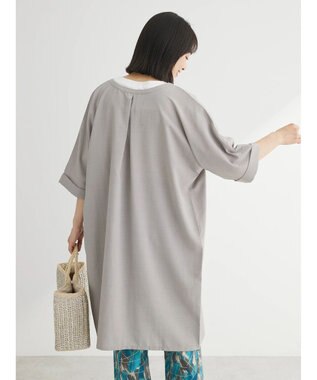 Green Parks 前後２ｗａｙミディ丈タックワンピース Gray