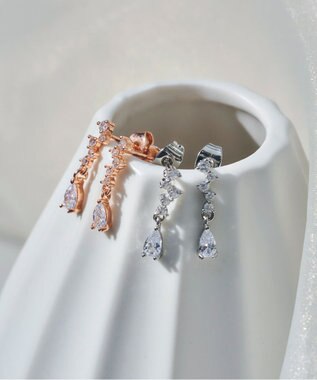 Tiaclasse 【金属アレルギー対応】ドロップストーンピアス ピンクゴールド