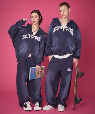 WEGO 【ユニセックス着用ITEM】グラフィックZIPパーカー ネイビー