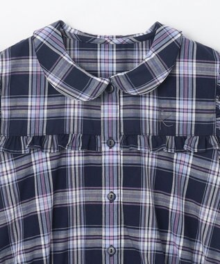 組曲 KIDS 【150-160㎝】プランタンチェック ワンピース ネイビー