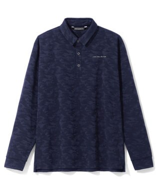 ZERO HALLIBURTON カモフラージュ柄 ジャガードポロロングシャツ ZHG-A4A 2b 82853 ゴルフウェア ネイビー