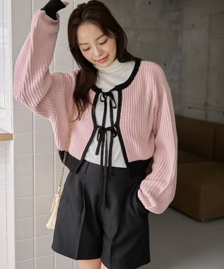 WEGO 【2024年秋冬新色カラー追加★】リボン2WAYカーデ 柄1