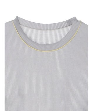 Green Parks 配色ステッチシアーリブプルオーバー Gray