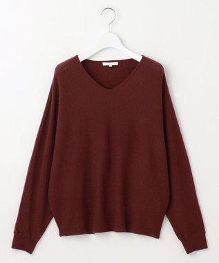 自由区 L 【カタログ掲載】ファインウールカシミヤドルマンシルエット ニット ボルドー