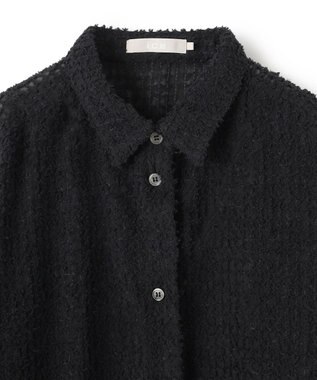 ICB L 【洗える】フェザーエンブロイダリー クロップドシャツ ブラック系