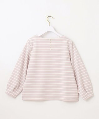 ANY SIS 【洗える】バックパール調ディテール カットソー ローズグレー×オフBD