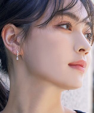 Tiaclasse 【金属アレルギー対応】ドロップストーンピアス シルバー