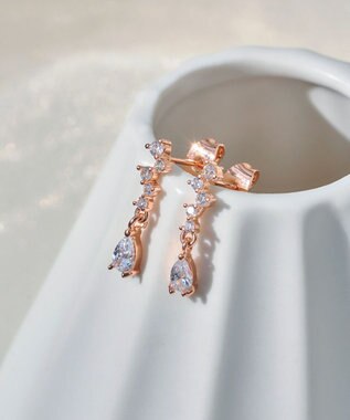 Tiaclasse 【金属アレルギー対応】ドロップストーンピアス ピンクゴールド