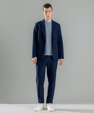 JOSEPH HOMME 【洗える】ドライコットンリンクス　半袖クルーネックニット スカイブルー系