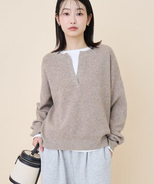 AMERICAN HOLIC ワッフルライクニットプルオーバー Gray Beige