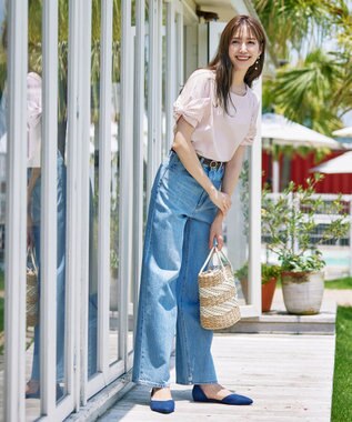 Tiaclasse 【洗える】リボン袖ブラウス ピンクストライプ