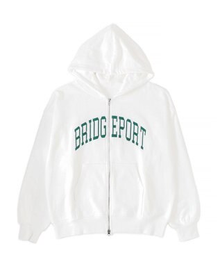 WEGO カレッジロゴビッグジップパーカー ホワイト