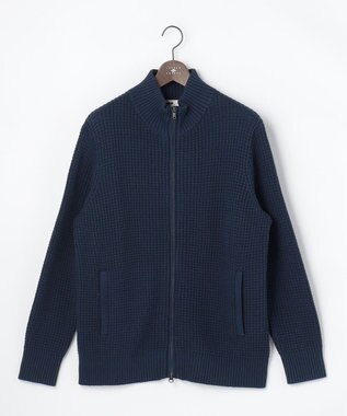 JOSEPH ABBOUD 【キングサイズ・3シーズン活躍する綿ブレンド】コットンアクリルバルキー ジップニット ブルゾン