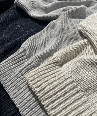 23区 S 【洗える】ルレックスバルキー5分袖 ラメ ニット ライトグレー系