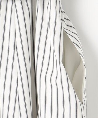 ANY SIS 【洗える】バンドカラー シャツワンピース グレーストライプ