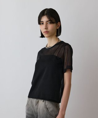 GRACE CONTINENTAL ブライトシアーニットトップ ブラック