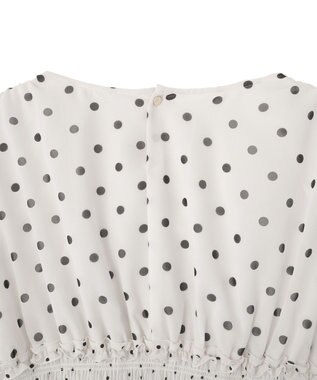 YECCA VECCA ドットMIXシャーリングブラウス Off White