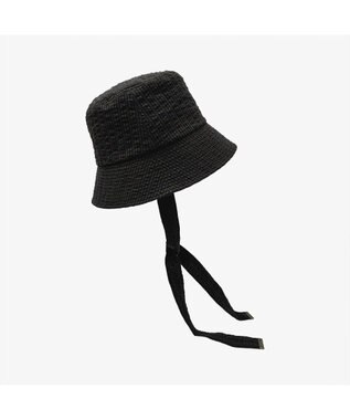 林八百吉商店 un chapeau　ひも付きチェックハット ブラック