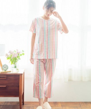 Wing ウイングスリープ パジャマ 5分袖 8分丈 綿100％ 天竺素材 レディース EP8025 ウイング／ワコール ピンク