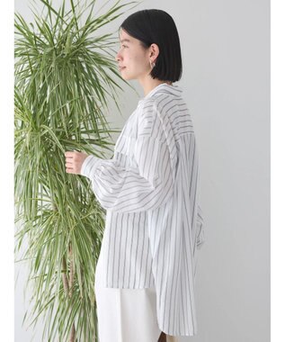 AMERICAN HOLIC 接触冷感Ｗポケット袖タックシャツチュニック Stripe