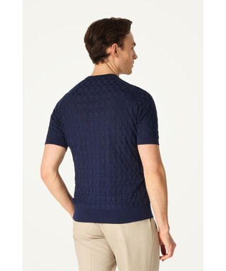 DAKS John Smedley for DAKS ハウスチェックTシャツ ネイビー