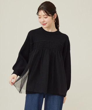 ANY SIS S 【洗える】ビスチェ風チュールコンビ ニット