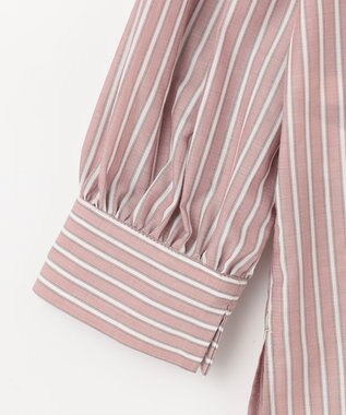 ANY SIS 【洗える】フェイクパールストライプ ブラウス ベージュストライプ