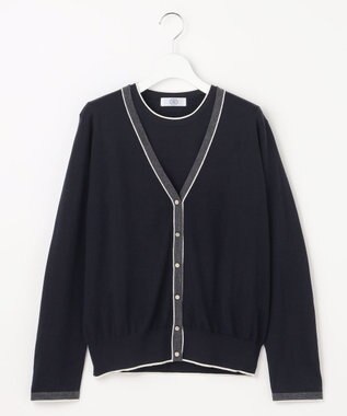 J.PRESS LADIES トリムツイン ニット ネイビー系