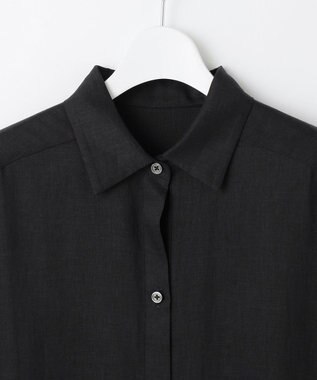 自由区 【カタログ掲載・WEB限定・接触冷感・洗える】シアーラミーローンシャツ ワンピース セピア