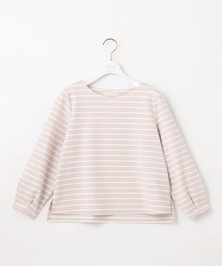 ANY SIS 【洗える】バックパール調ディテール カットソー ローズグレー×オフBD