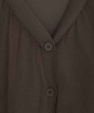 Green Parks チュールドッキングＶネックニットカーディガン Brown