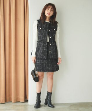 Feroux 【洗える】ツイードスカ ショーパン ブラック系1