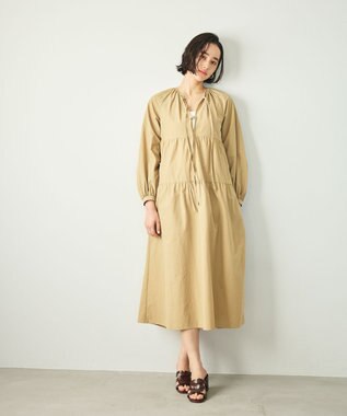 #Newans 【撥水加工/洗濯機可能】〈全身をさりげなくカバー〉リラクシーティアードワンピース ベージュ