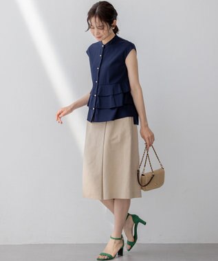 組曲 L 【WEB限定】プレーティング天竺ティアード カットソー ネイビー系