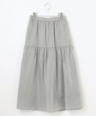 自由区 【洗える】ブライトシアーシャンブレー スカート シルバー